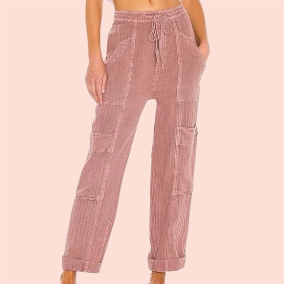 Free People Pants - Free People Mauve Feelin’ Good Utility Pull-On Pants